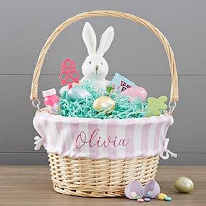 Everly Stripes Personalized Wicker Easter Basket 