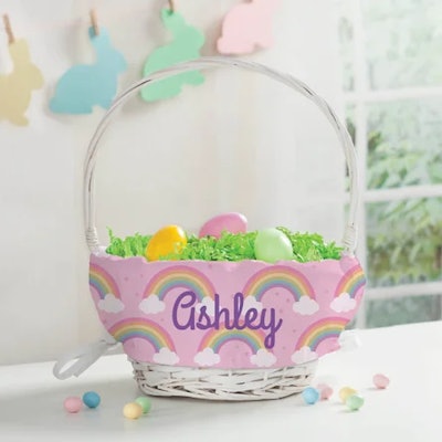 Personalized Sweet Rainbow Lined Basket