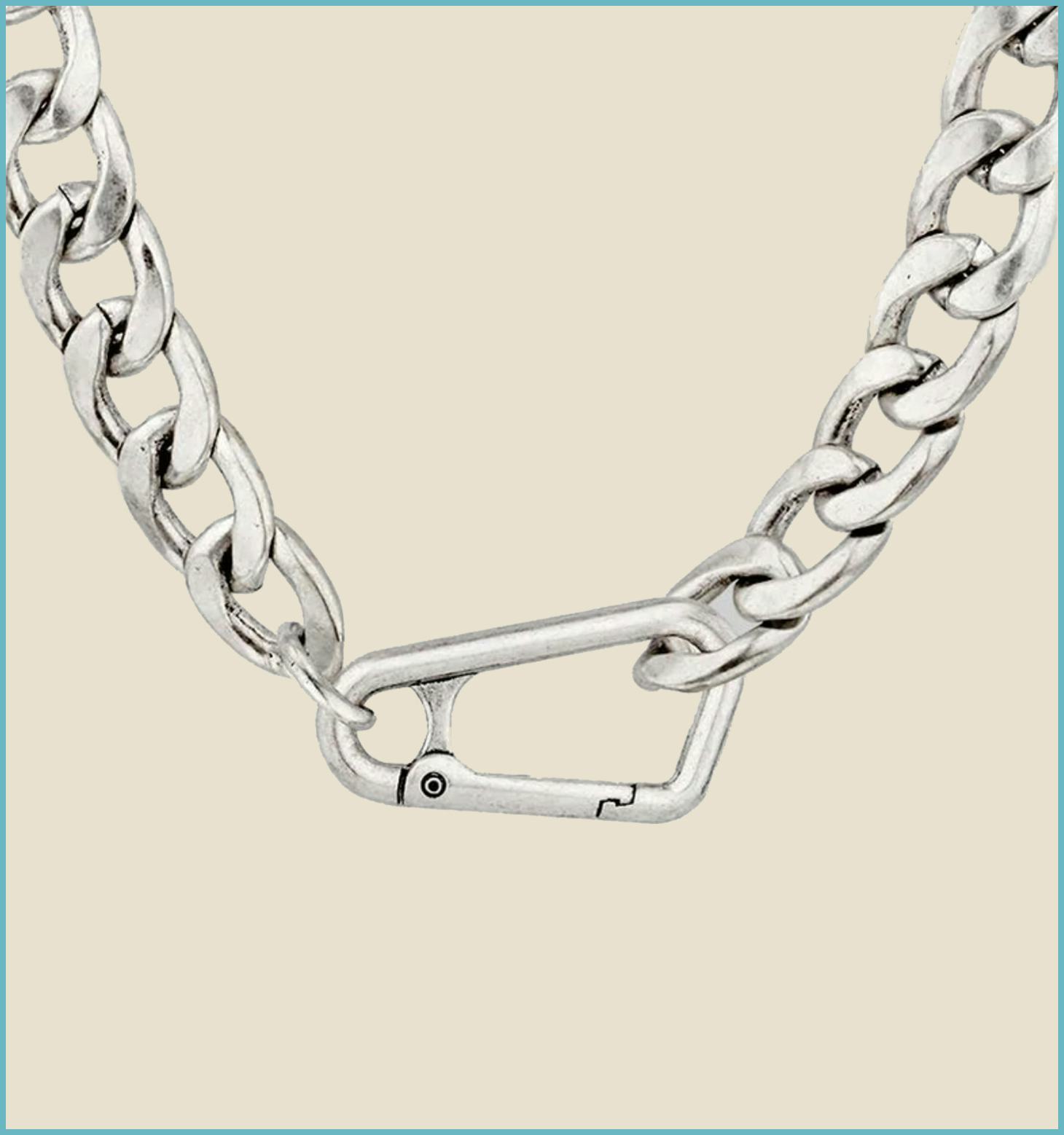 XX. Chunky Curb Chain &amp; Carabiner Clasp Necklace