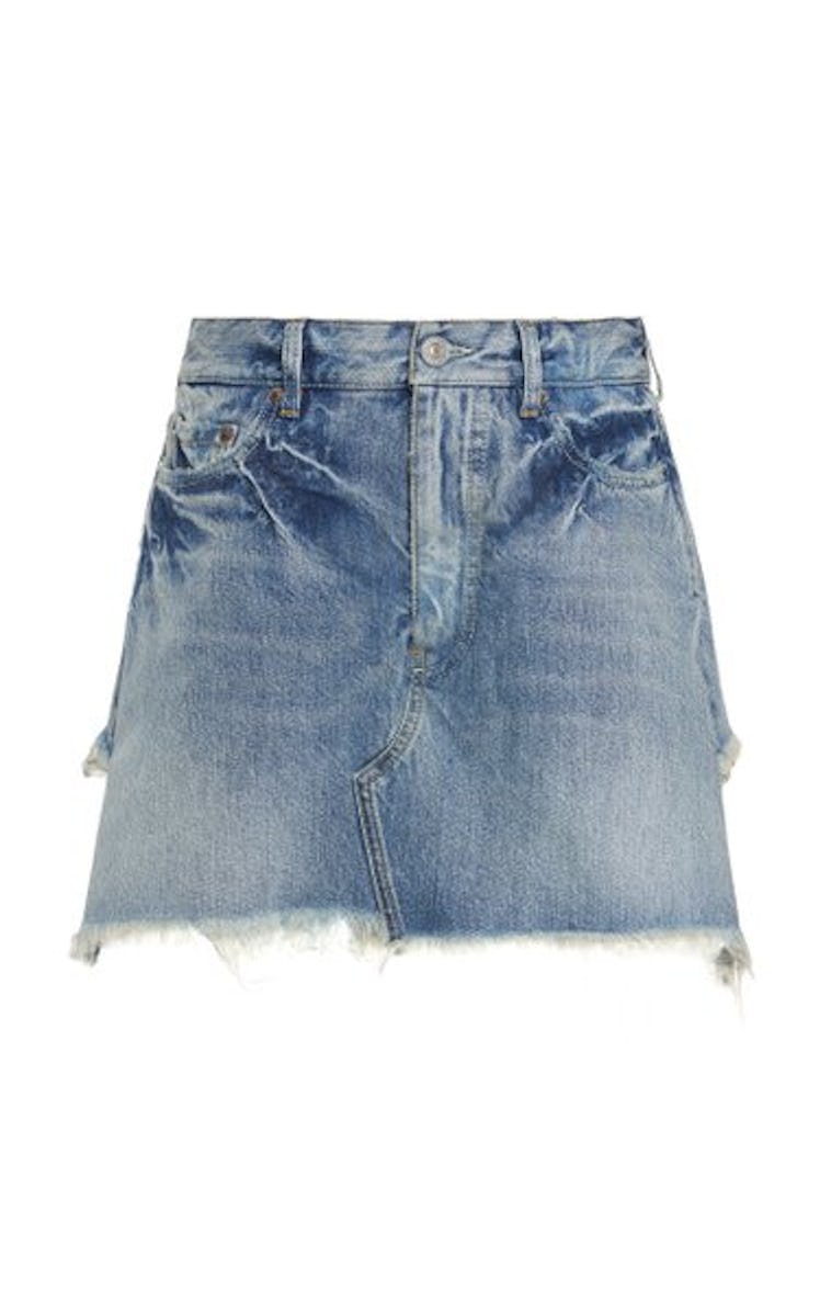 Balenciaga Trompe l'Oeil Denim Mini Skirt 2022 trend