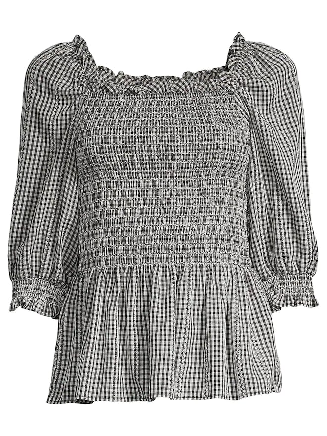 Smocked Gingham Top