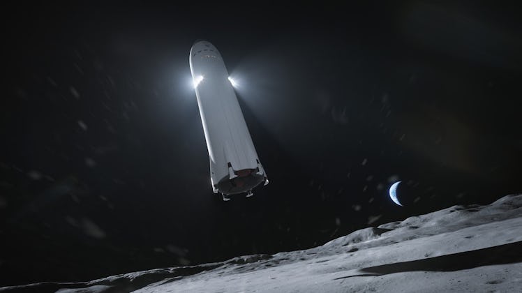 rocket descending toward the moon