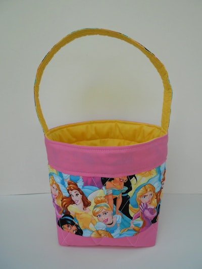Handmade Quilted Easter Disney Princess Print Basket