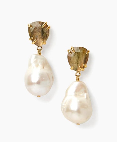 Chan Luu's Labradorite & Baroque Pearl Drop Earrings.