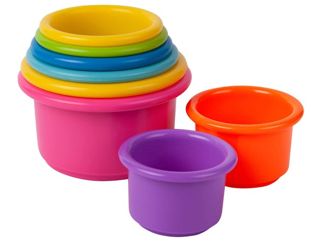 These bathtub stacking cups are one of the best toys for 6-month-old babies.