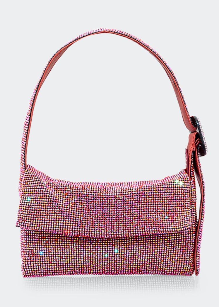 2022 handbags pink crystal mesh party bag