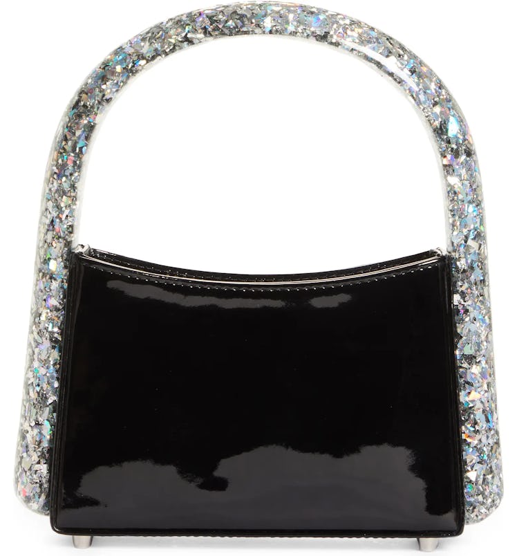 2022 handbags black glitter resin top handle party bag