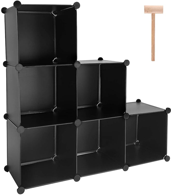 DIY cube organizers for closet in color black. 