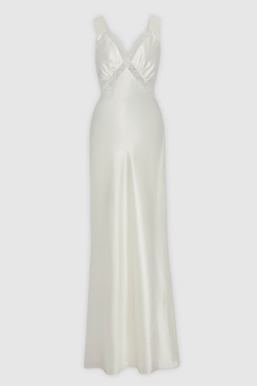 Traditional brides will love this silky wedding dress from Reformation.