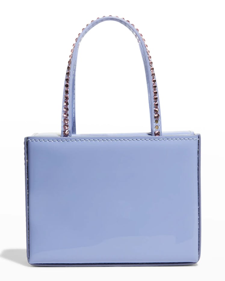 2022 handbags blue patent leather and crystal party bag