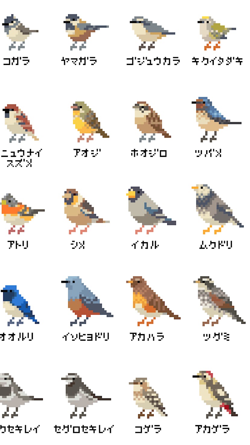 A pixelated bird collage