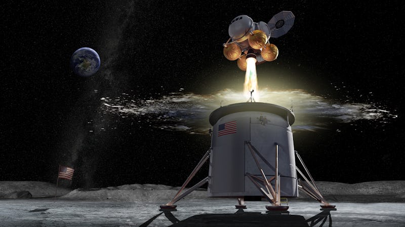 a lander leaves the moon in an illustration