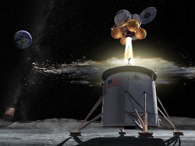 a lander leaves the moon in an illustration