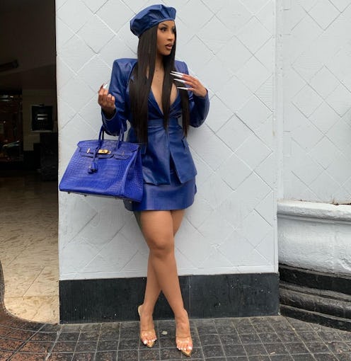 Cardi B in blue outfit