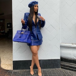 Cardi B in blue outfit
