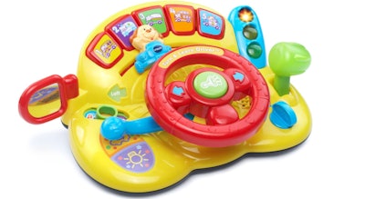 This turn and learn driving wheel is one of the top toys for six-month-olds.