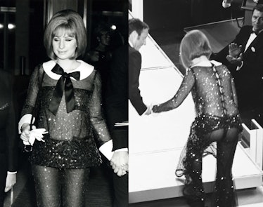 Barbra Streisand wearing a see-through jumpsuit at the 1969 Oscars