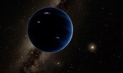 An illustration of the giant planet nine located in the far reaches of the solar system