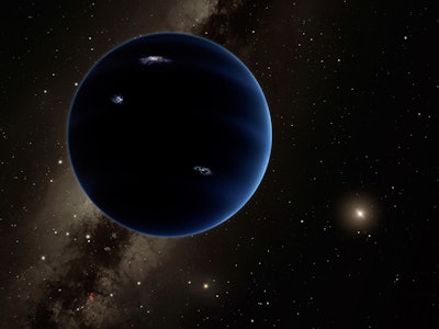 An illustration of the giant planet nine located in the far reaches of the solar system