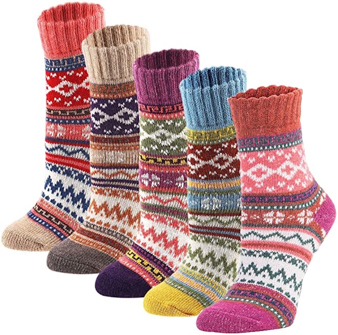 YZKKE Wool Crew Socks (5-Pack)