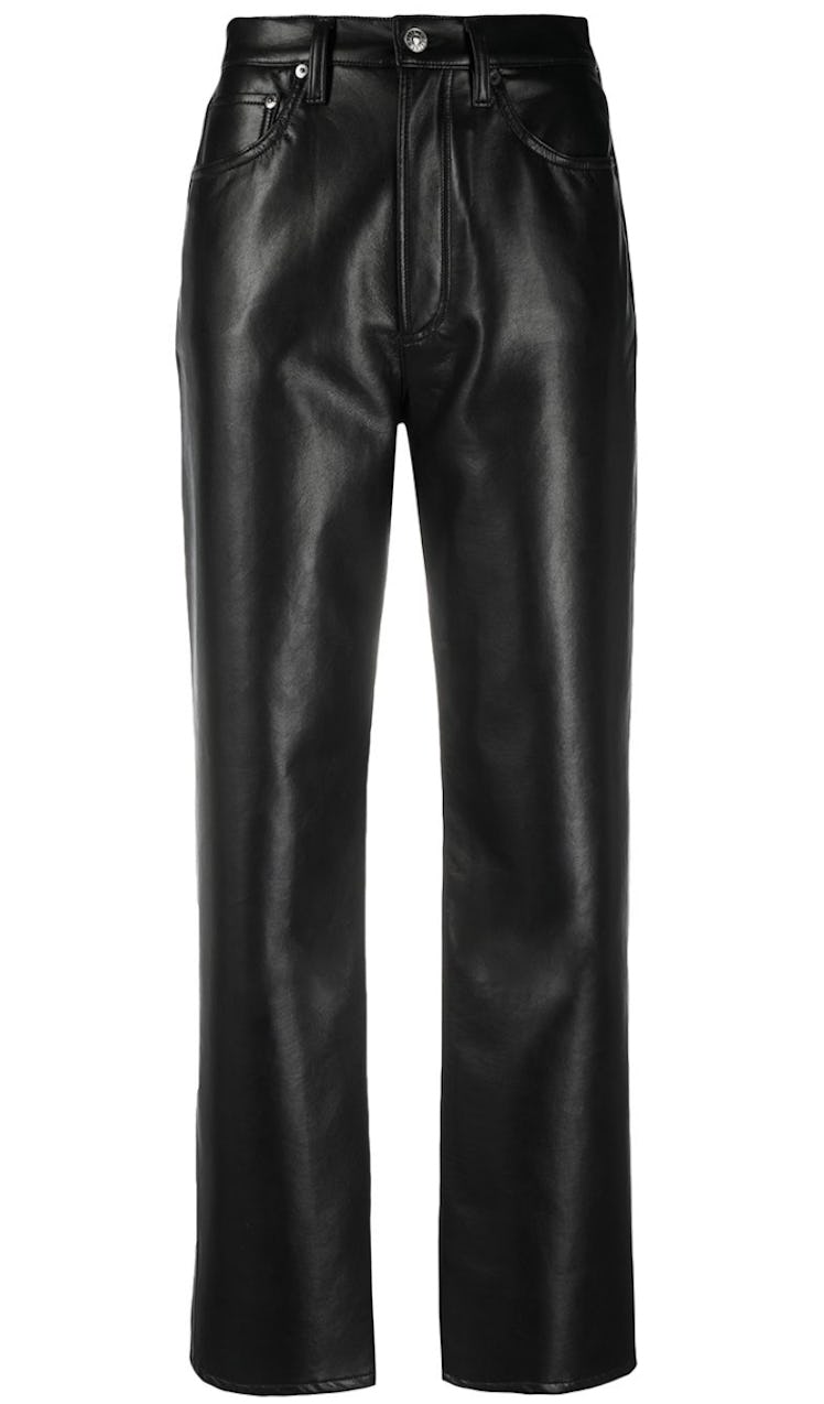 High-Waisted Leather Trousers