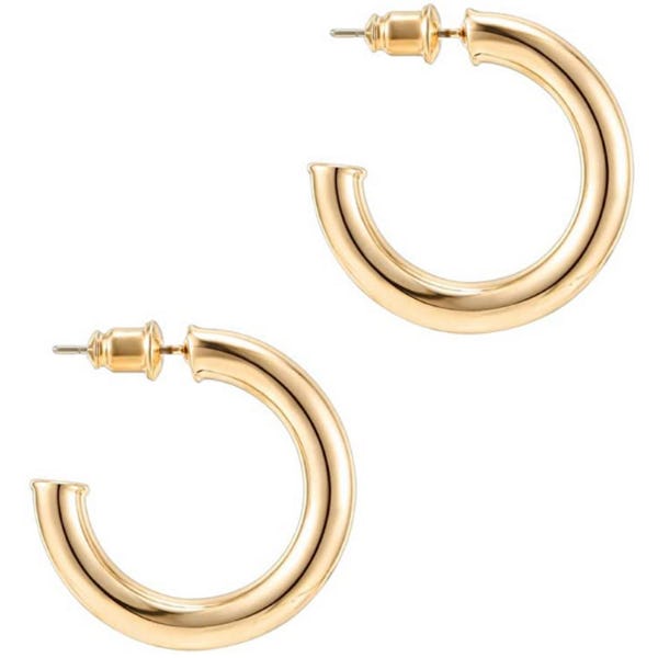 PAVOI 14K Gold Colored Lightweight Chunky Open Hoops