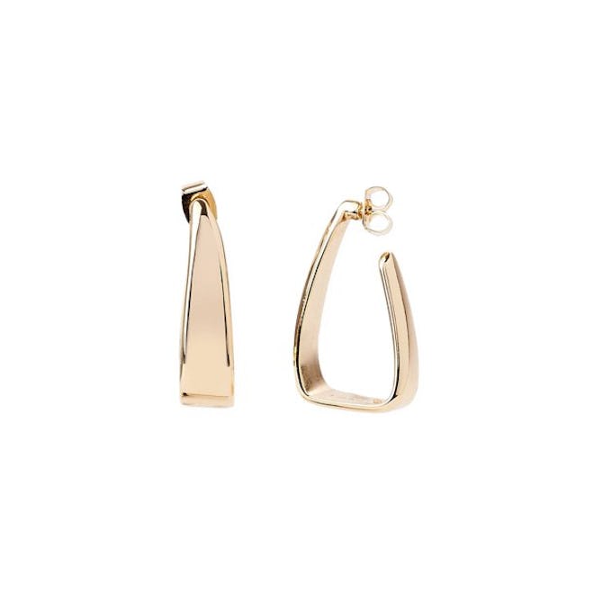 14K Gold Flash-Plated Triangle Hoop Earrings