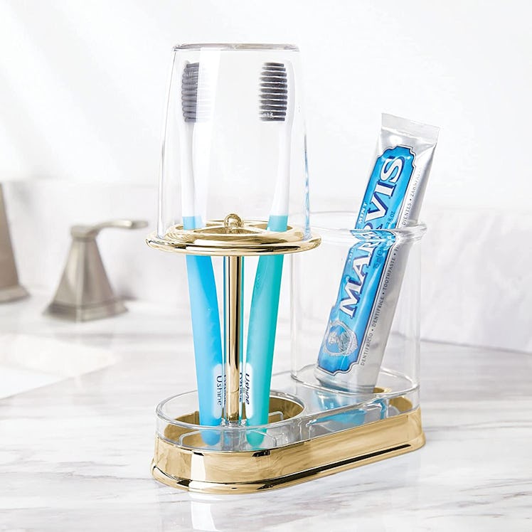 mDesign Countertop Toothpaste & Toothbrush Holder