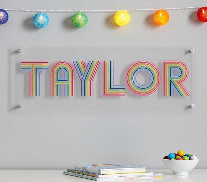 personalized rainbow name sign from pottery barn