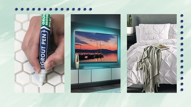 Rainbow chalk marker, Nexillumi LED backlights for TV and Vailge Pleated duvet cover next to each ot...