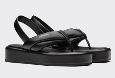 Nappa Leather Thong Flatform Sandals