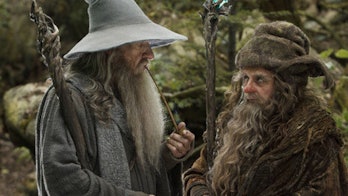 Ian McKellen as Gandalf and Sylvester McCoy as Radagast in The Hobbit: An Unexpected Journey