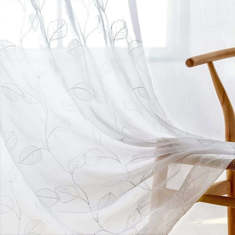 Lazzzy Sheer Embroidered Curtains (2 Panels)