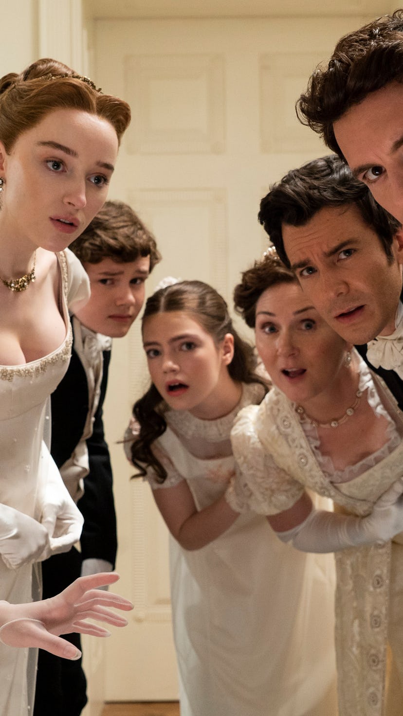 The cast of "Bridgerton" in a shot from season two.