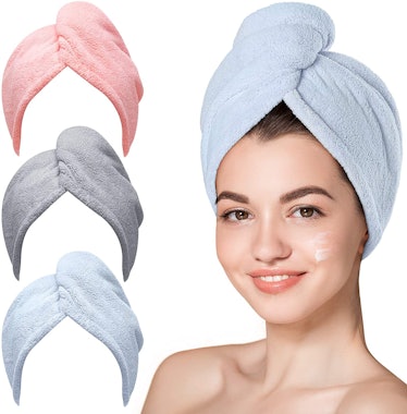 Hicober Microfiber Hair Towel (3-Pack) 
