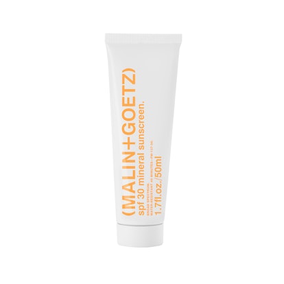 A product image of Malin+Goetz SPF 30 Mineral Sunscreen.
