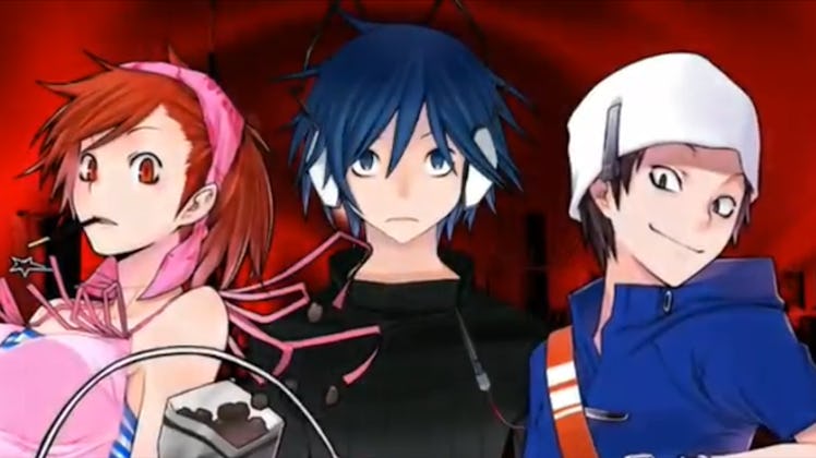 Devil Survivor protagonist with Atsuro and Yuzu