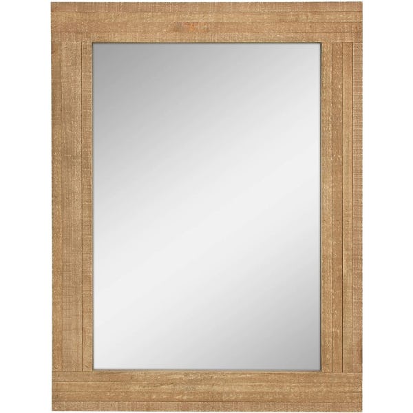 Stonebriar Rectangle Natural Wood Hanging Wall Mirror