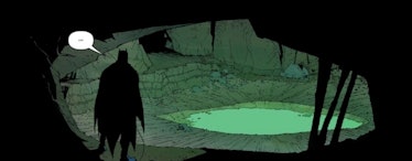 A part from the Batman comic in which Batman is confused after seeing a green pond in the cave