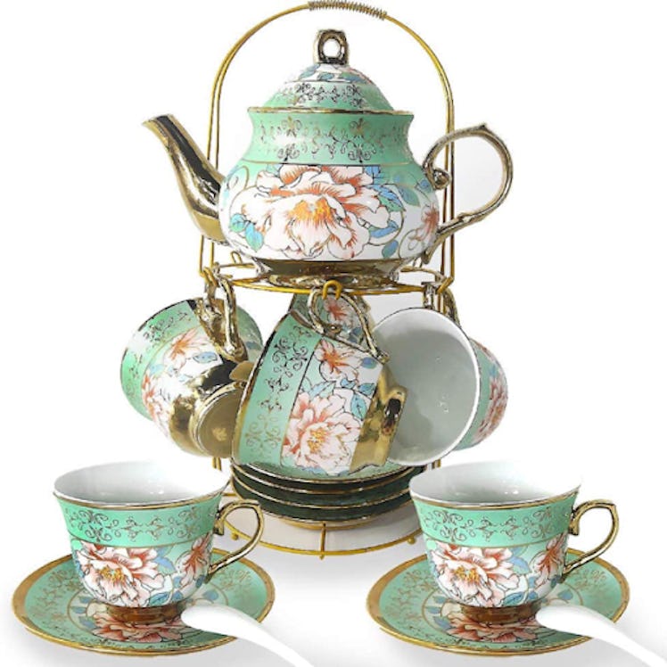 A Bridgerton tea set is one of the Bridgerton tea party ideas.