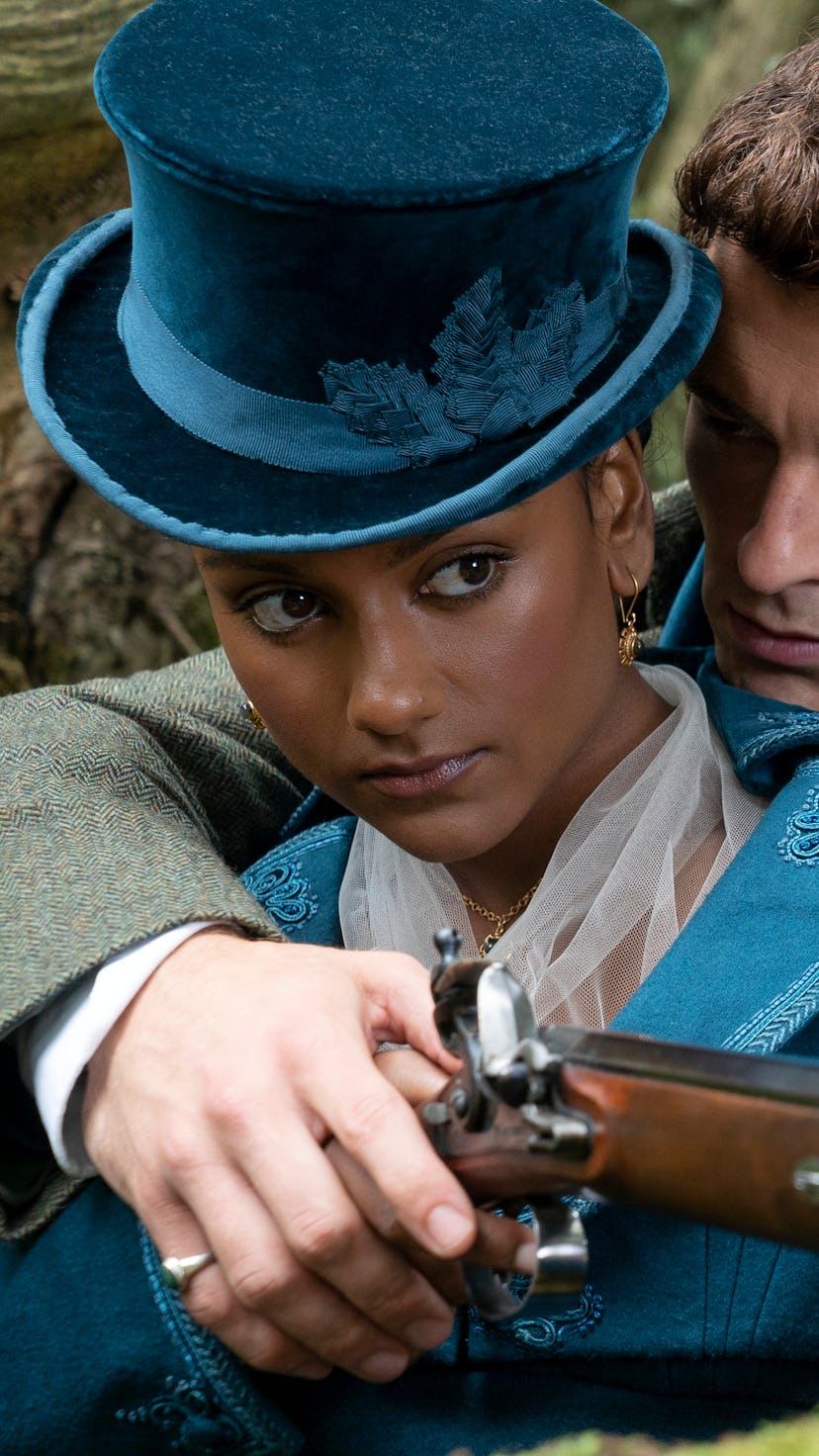 Simone Ashley as Kate Sharma, Jonathan Bailey as Anthony Bridgerton in episode 204 of 'Bridgerton.'