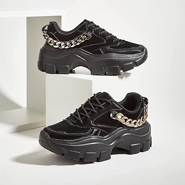 Lucky Step Chain Detail Platform Sneakers 