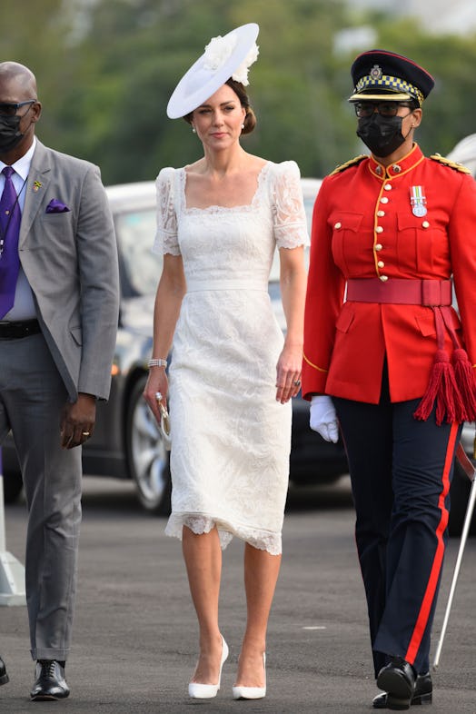 Kate Middleton wears white lace dress while in Jamaica for Caribbean tour