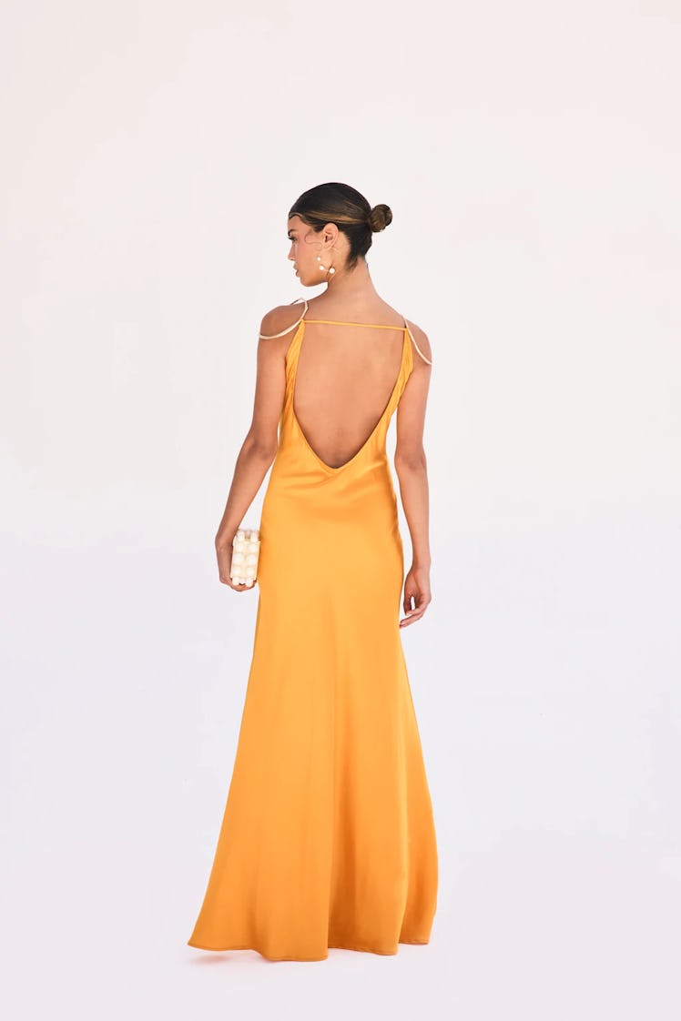 sexy wedding guest dresses open back cult gaia orange gown