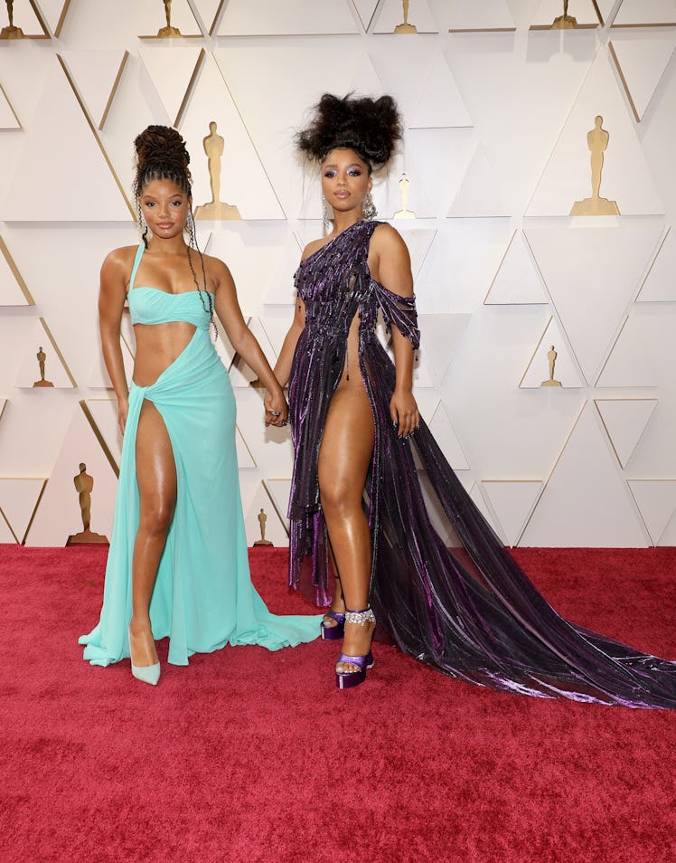 Halle Bailey and Chloe Bailey attends the 94th Annual Academy Awards
