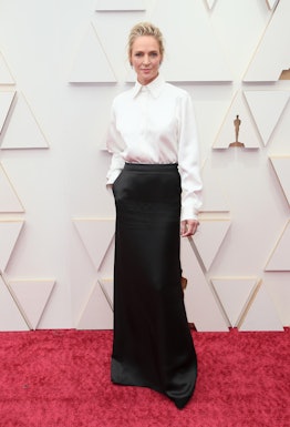 Uma Thurman oscars 2022 red carpet.