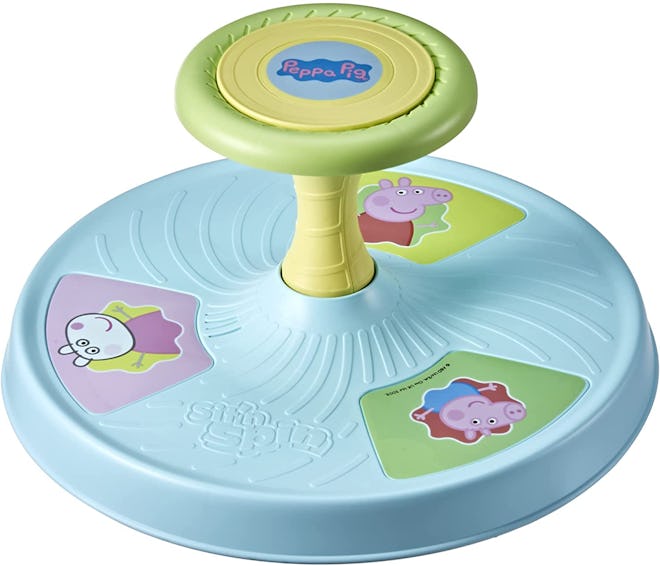 Product photo, spinning toy with "Peppa Pig" characters