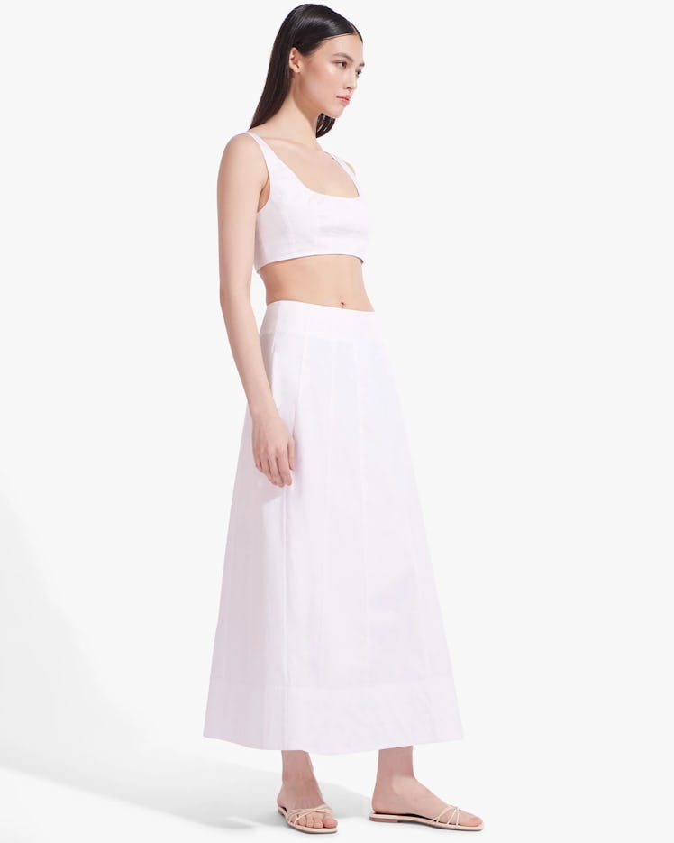 maxi trend 2022 white cotton maxi skirt