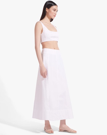 maxi trend 2022 white cotton maxi skirt