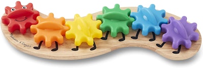 Product image, caterpillar toy with rainbow colored gears